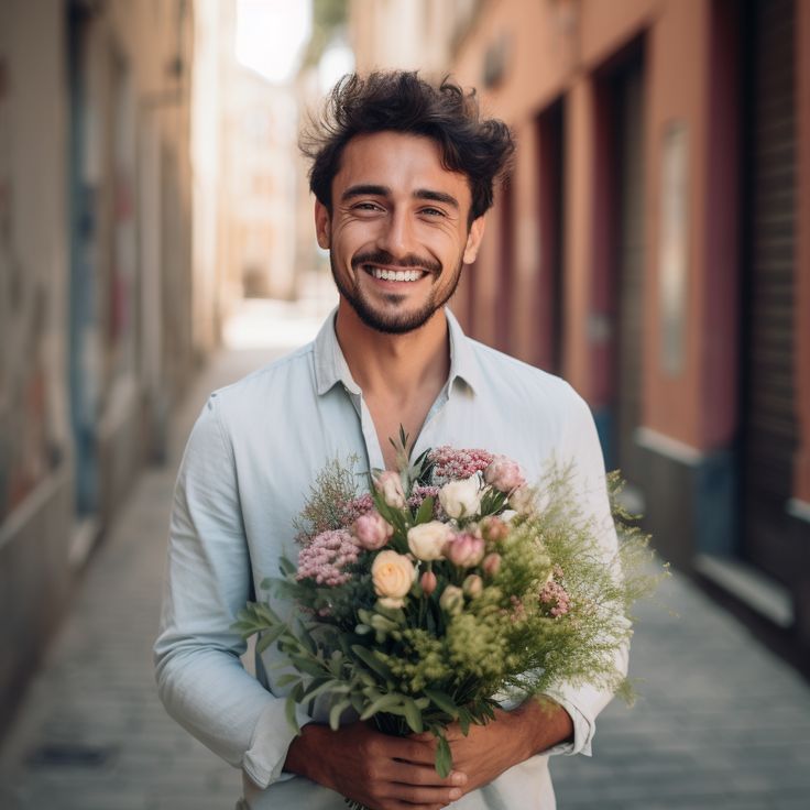 giving men flowers on valentine's day