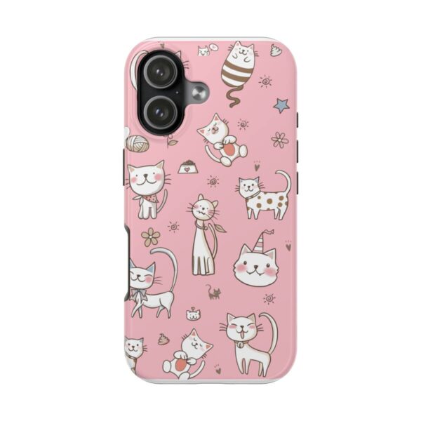 Cute Pink Cat Tough Phone Case — Protective iPhone Cover with Kawaii Kitten Pattern