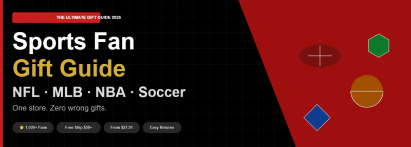 sports fan gift guide hero NFL MLB NBA Soccer GTTG