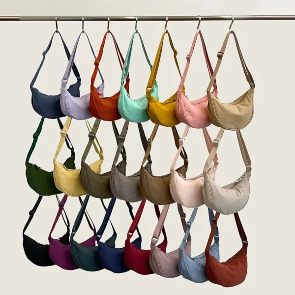 Versatile Nylon Crescent Shoulder Crossbody Bag Lightweight, Durable, Stylish 20+ Vibrant Color for Everyday Use, Travel, Outing