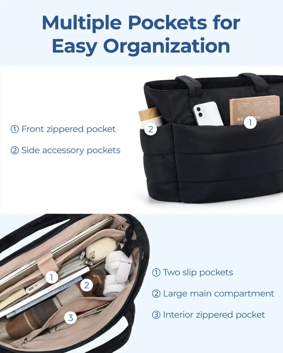 Best Large Tote Bag – BAGSMART Quilted Commuter Handbag 2026 - Image 5