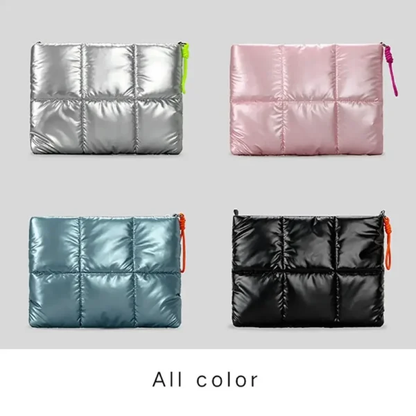 Fashion Trendy Puffy Cotton Laptop Bag Waterproof 14 Inch Laptop Sleeve with Shoulder Strap Shockproof for MacBook/Lenovo/Huawei