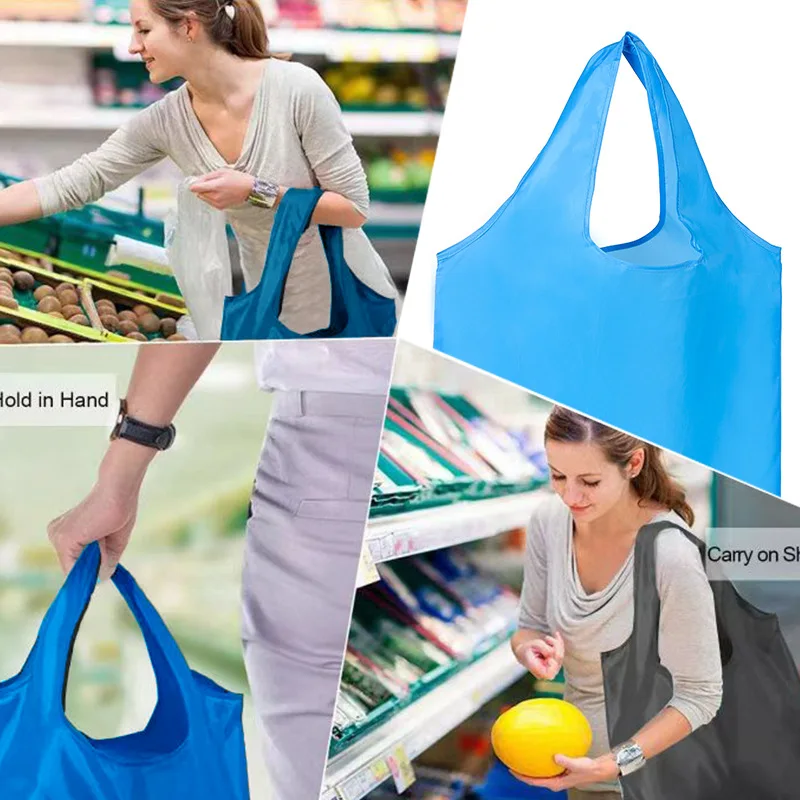 Foldable Shopping Bag Reusable Travel Grocery Bag Eco-Friendly One Shoulder Handbag For Travel Cartoon Cactus Printing Tote Bag - Image 3