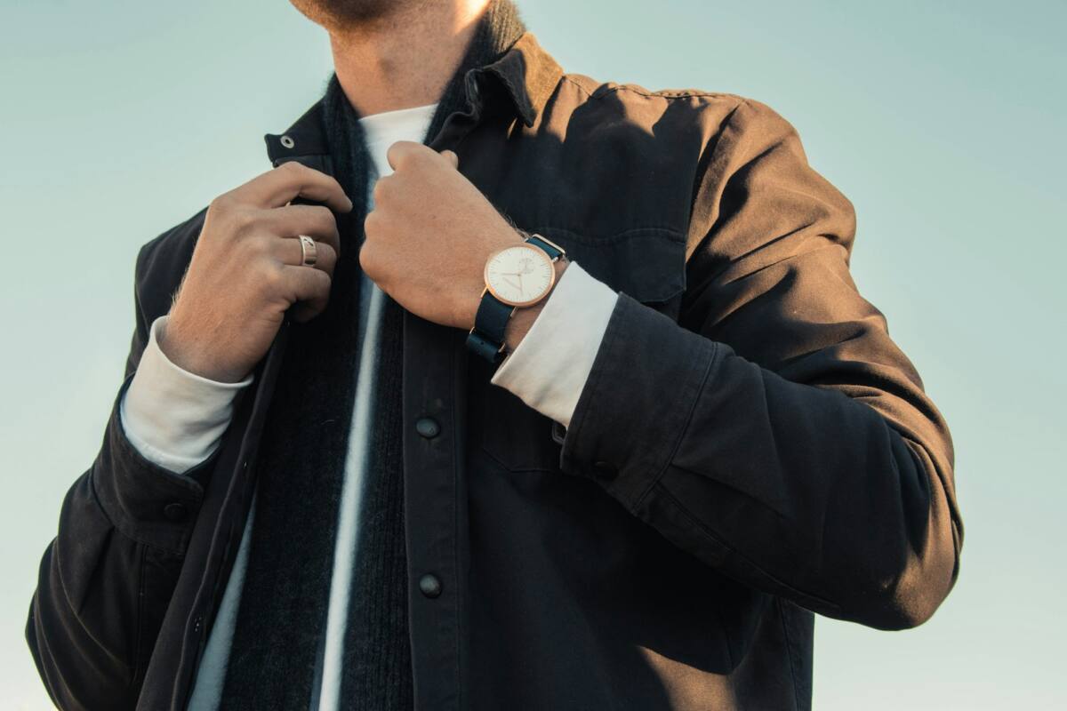 Fathers day phone case gift guide: minimalist style idea, man adjusting wristwatch