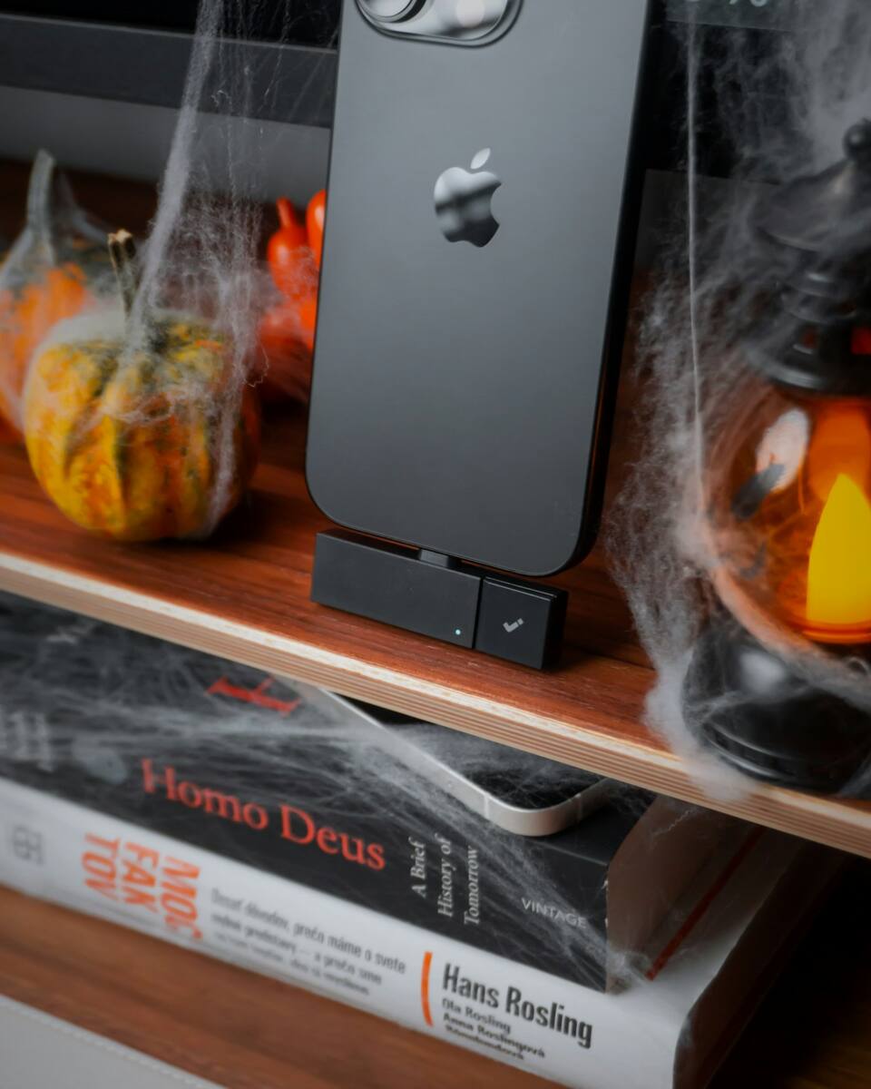 Halloween phone case ideas: pumpkin shelf display