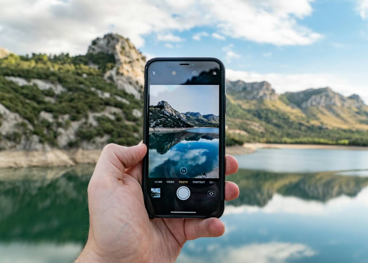 Travel photo phone case with scenic landscape print